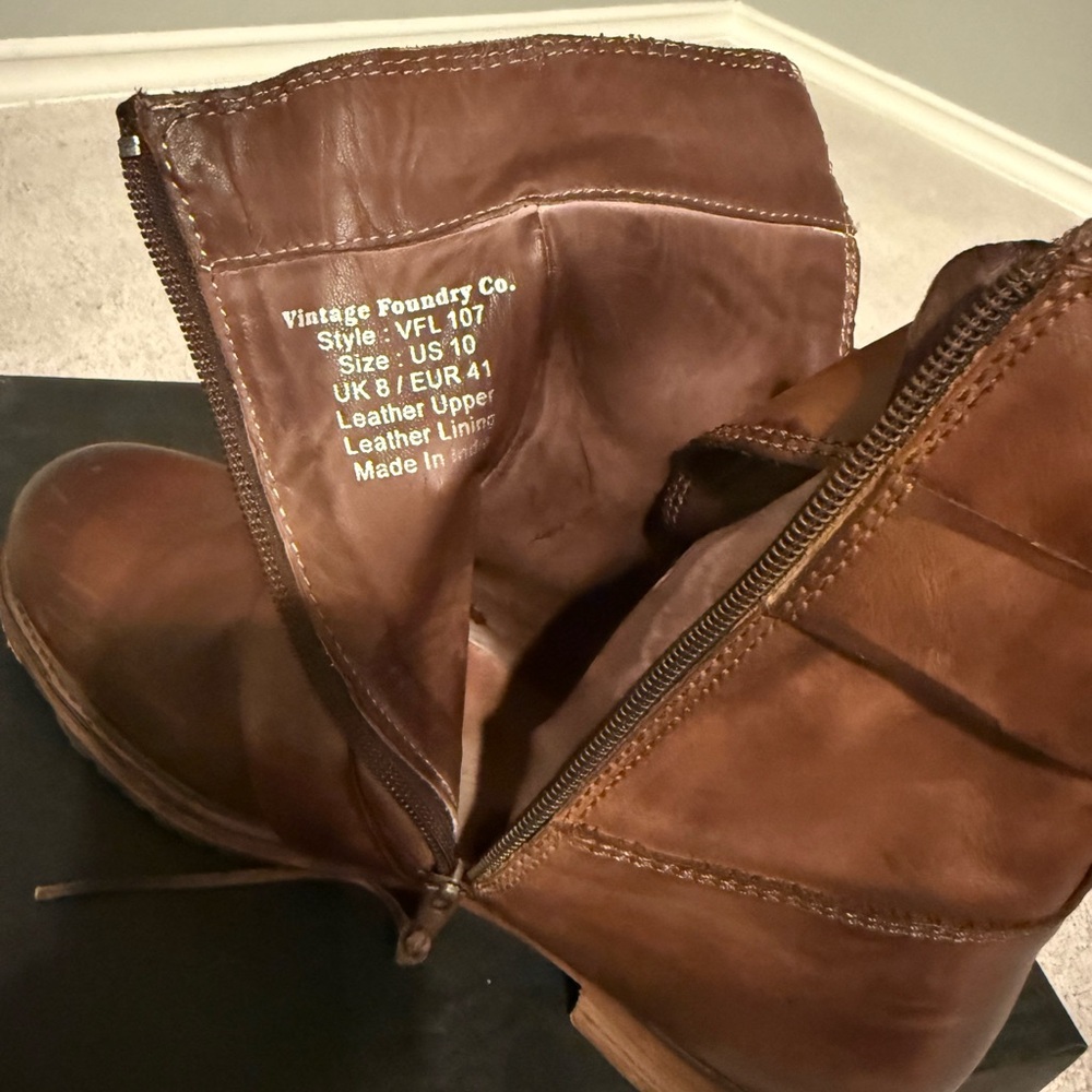 Vintage Foundry Co Women’s Brown Leather Boots Size 10 - Picture 4 of 6